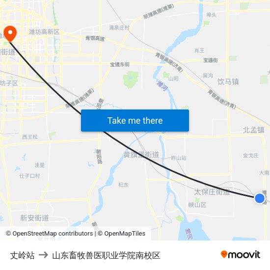 丈岭站 to 山东畜牧兽医职业学院南校区 map