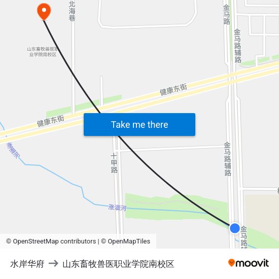 水岸华府 to 山东畜牧兽医职业学院南校区 map