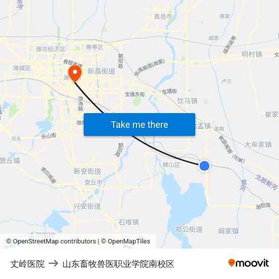 丈岭医院 to 山东畜牧兽医职业学院南校区 map