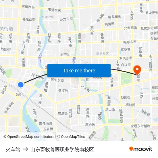 火车站 to 山东畜牧兽医职业学院南校区 map