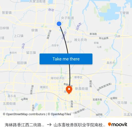 海林路香江西二街路口 to 山东畜牧兽医职业学院南校区 map
