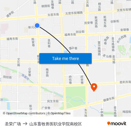 圣荣广场 to 山东畜牧兽医职业学院南校区 map