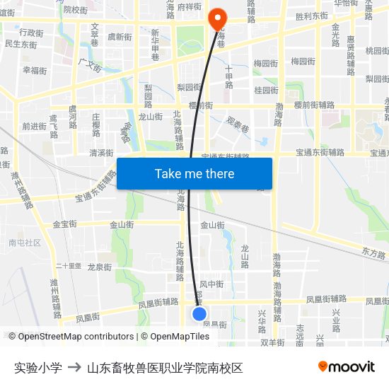 实验小学 to 山东畜牧兽医职业学院南校区 map