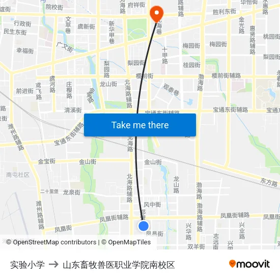 实验小学 to 山东畜牧兽医职业学院南校区 map