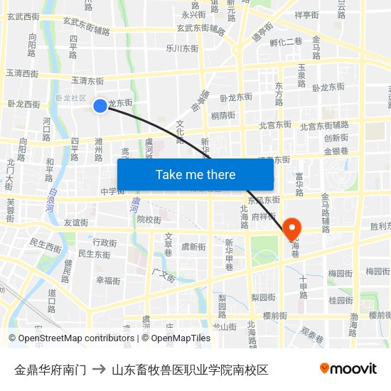 金鼎华府南门 to 山东畜牧兽医职业学院南校区 map