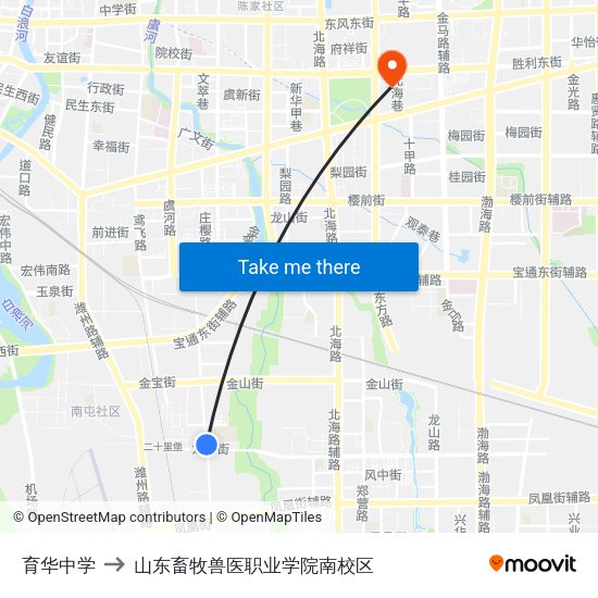 育华中学 to 山东畜牧兽医职业学院南校区 map