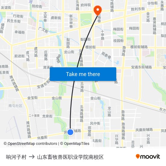 响河子村 to 山东畜牧兽医职业学院南校区 map