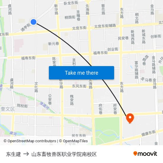 东生建 to 山东畜牧兽医职业学院南校区 map
