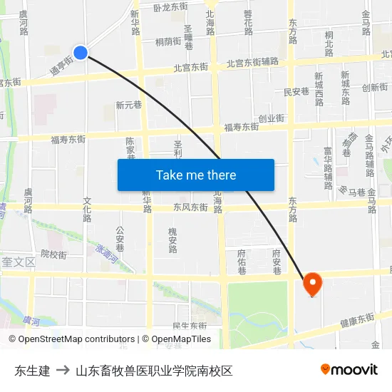 东生建 to 山东畜牧兽医职业学院南校区 map