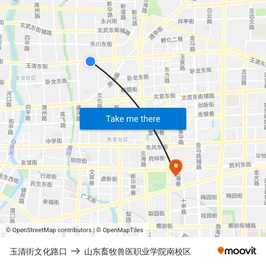 玉清街文化路口 to 山东畜牧兽医职业学院南校区 map