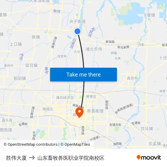 胜伟大厦 to 山东畜牧兽医职业学院南校区 map