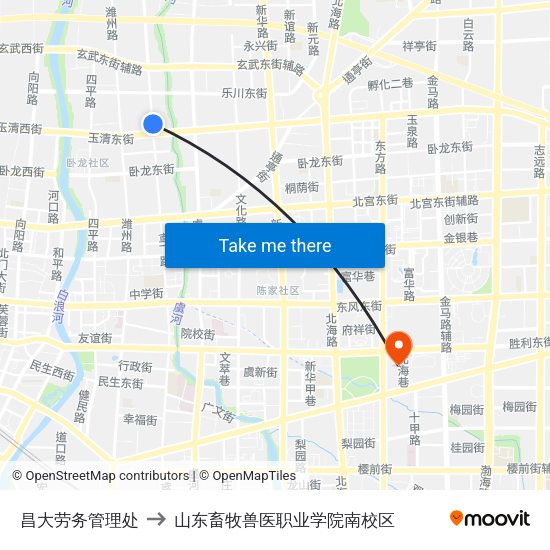 昌大劳务管理处 to 山东畜牧兽医职业学院南校区 map