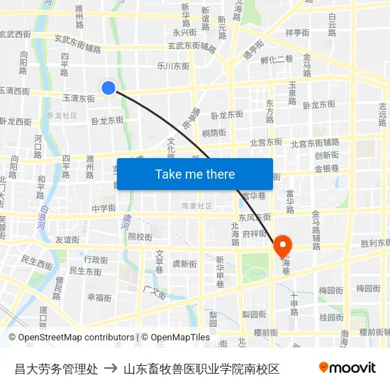 昌大劳务管理处 to 山东畜牧兽医职业学院南校区 map