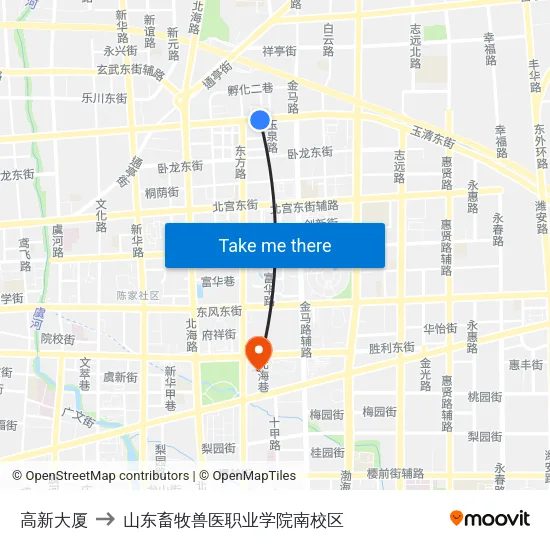 高新大厦 to 山东畜牧兽医职业学院南校区 map