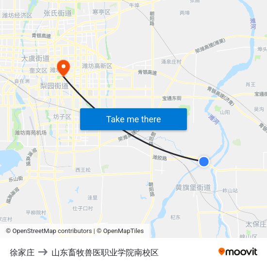 徐家庄 to 山东畜牧兽医职业学院南校区 map