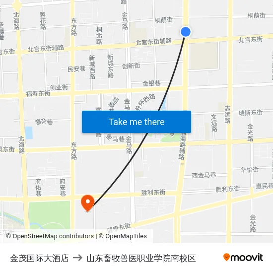 金茂国际大酒店 to 山东畜牧兽医职业学院南校区 map