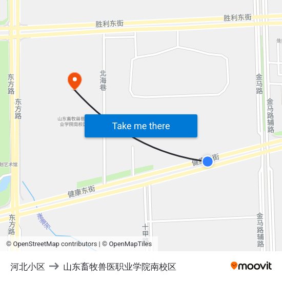 河北小区 to 山东畜牧兽医职业学院南校区 map