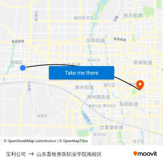宝利公司 to 山东畜牧兽医职业学院南校区 map