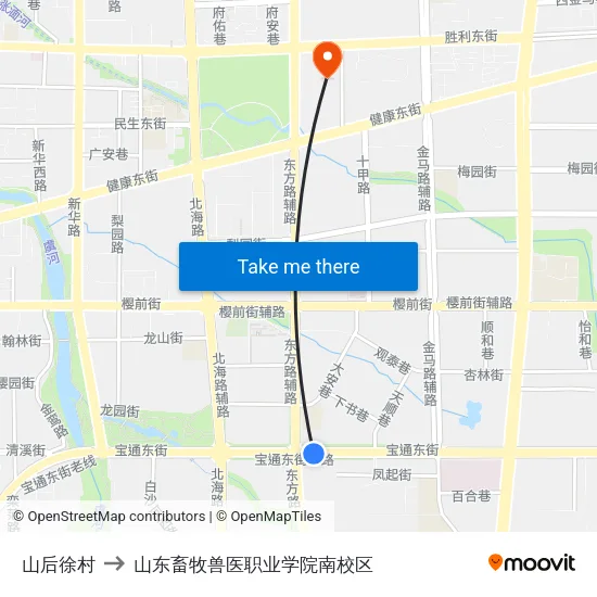 山后徐村 to 山东畜牧兽医职业学院南校区 map