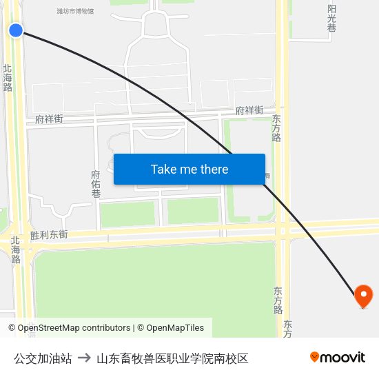 公交加油站 to 山东畜牧兽医职业学院南校区 map