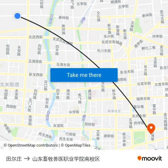 田尔庄 to 山东畜牧兽医职业学院南校区 map