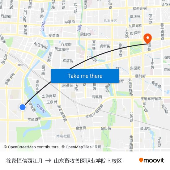 徐家恒信西江月 to 山东畜牧兽医职业学院南校区 map