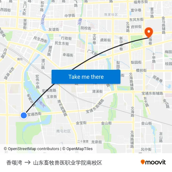 香颂湾 to 山东畜牧兽医职业学院南校区 map