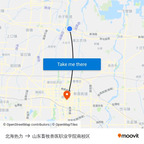 北海热力 to 山东畜牧兽医职业学院南校区 map