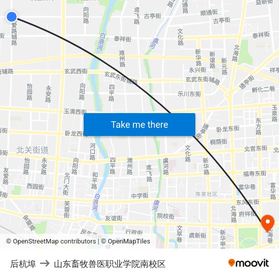 后杭埠 to 山东畜牧兽医职业学院南校区 map