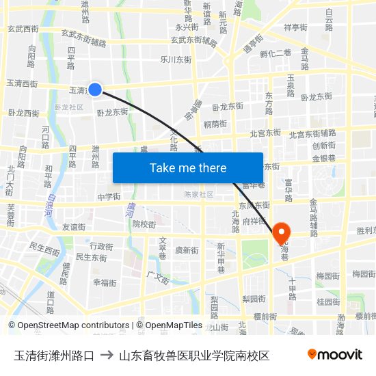 玉清街潍州路口 to 山东畜牧兽医职业学院南校区 map