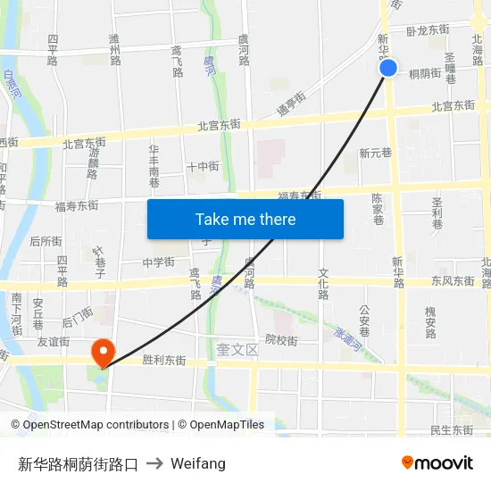 新华路桐荫街路口 to Weifang map
