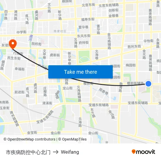 市疾病防控中心北门 to Weifang map