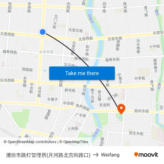 潍坊市路灯管理所(月河路北宫街路口) to Weifang map
