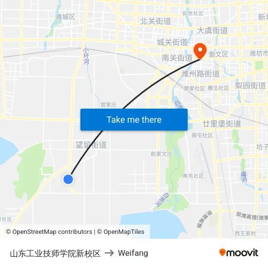 Shandong Industrial Technician Institute New Campus to Weifang map