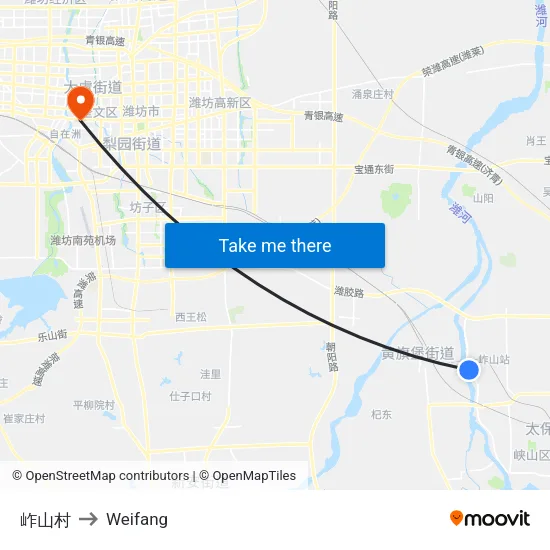 岞山村 to Weifang map