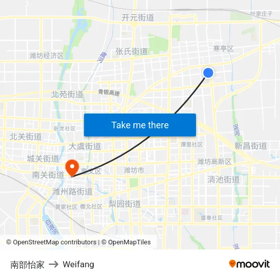 南部怡家 to Weifang map