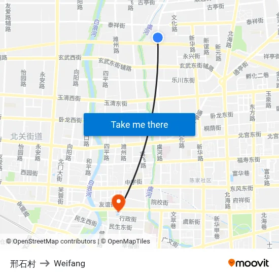 邢石村 to Weifang map