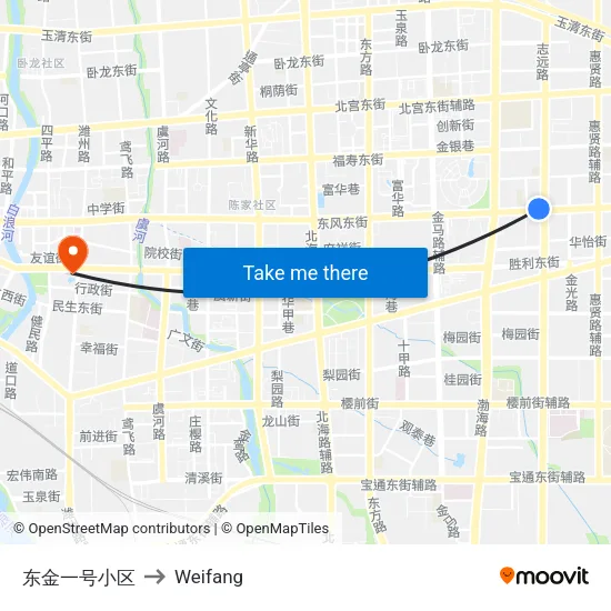 东金一号小区 to Weifang map