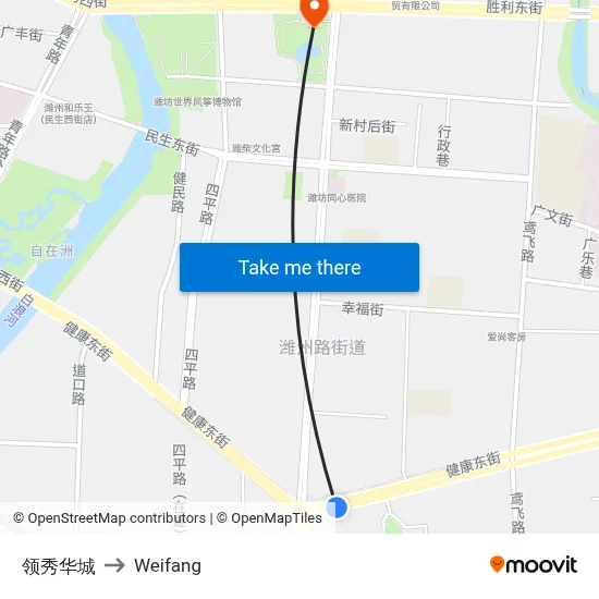 Lingxiu Huacheng to Weifang map