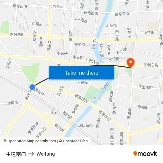 生建南门 to Weifang map