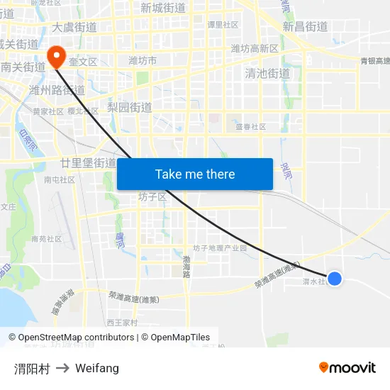 渭阳村 to Weifang map