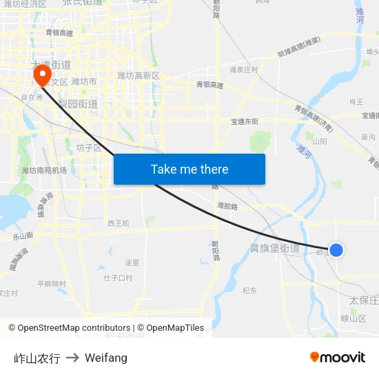 Ganshan Agricultural Bank to Weifang map