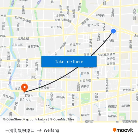 玉清街银枫路口 to Weifang map