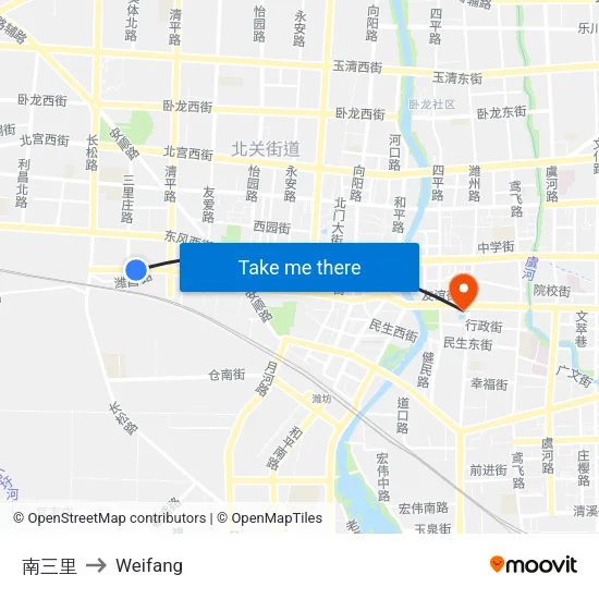 南三里 to Weifang map