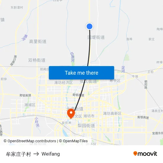 牟家庄子村 to Weifang map