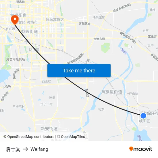 Rear Gantang to Weifang map