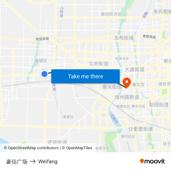 豪信广场 to Weifang map