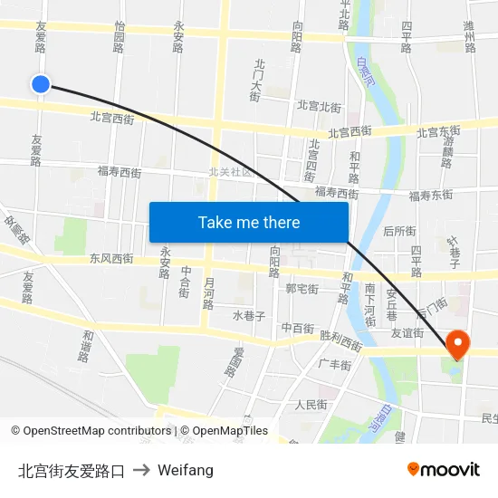 北宫街友爱路口 to Weifang map