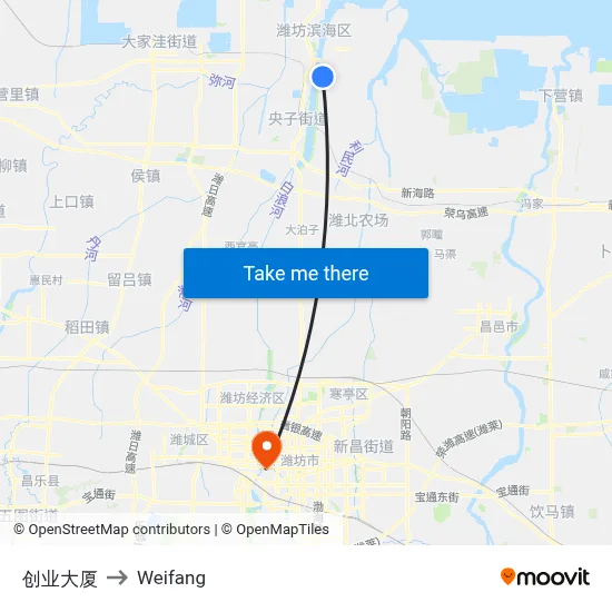 创业大厦 to Weifang map