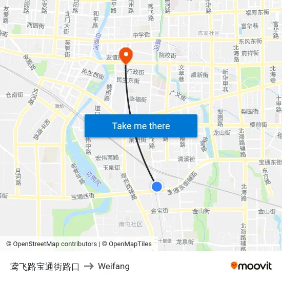 鸢飞路宝通街路口 to Weifang map